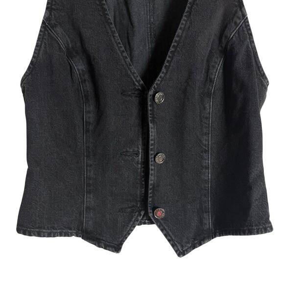 Agolde Heller Sleeveless Black Denim Button Front Structured Vest Spider XS - Picture 8 of 12